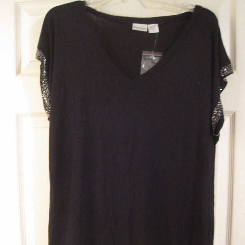 NEWPORT NEWS BLACK RAYON TUNIC TOP